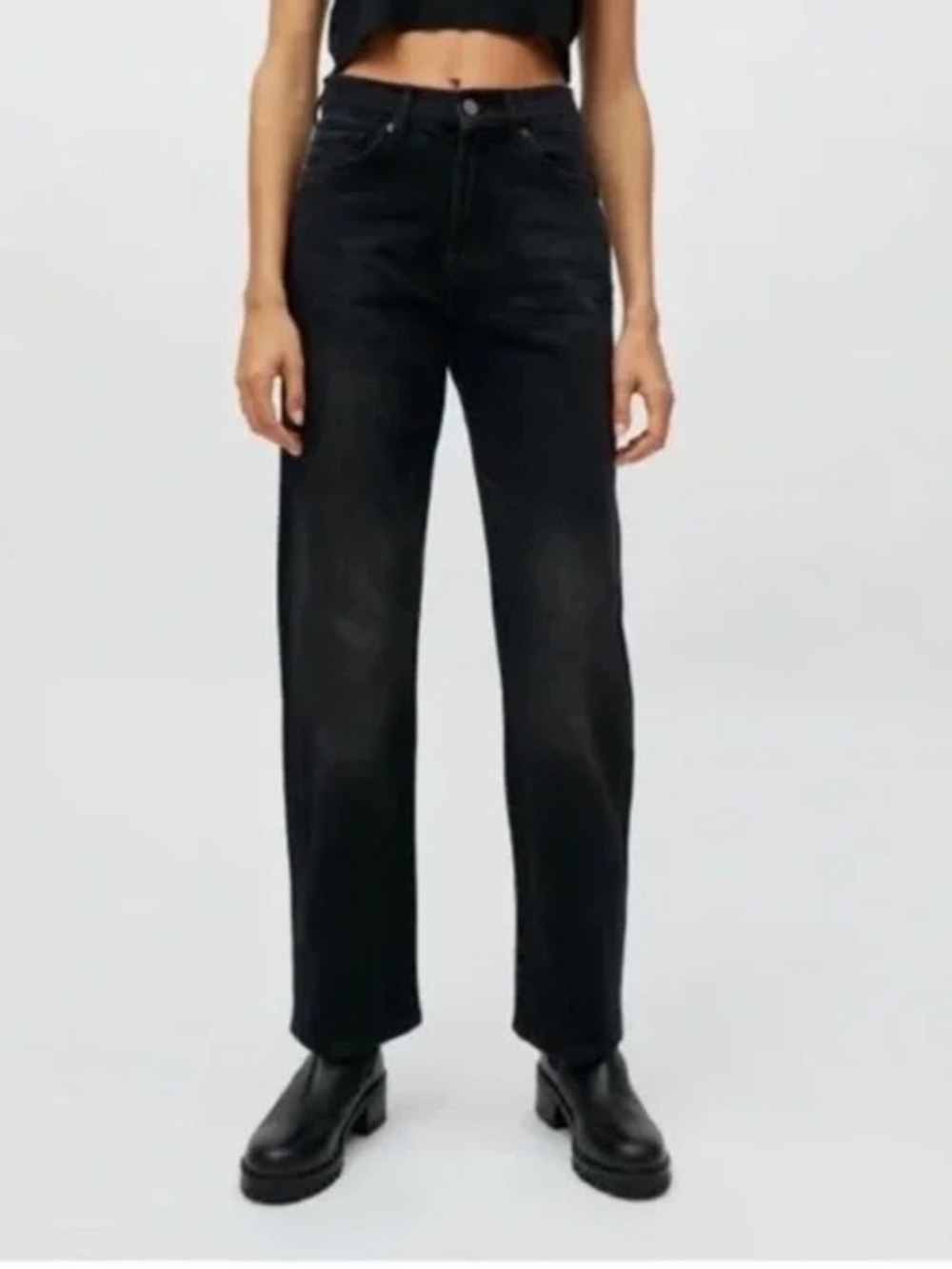 Urban Outfitters BDG Black High-Rise Straight Leg Stretch Cowboy Jeans (26)